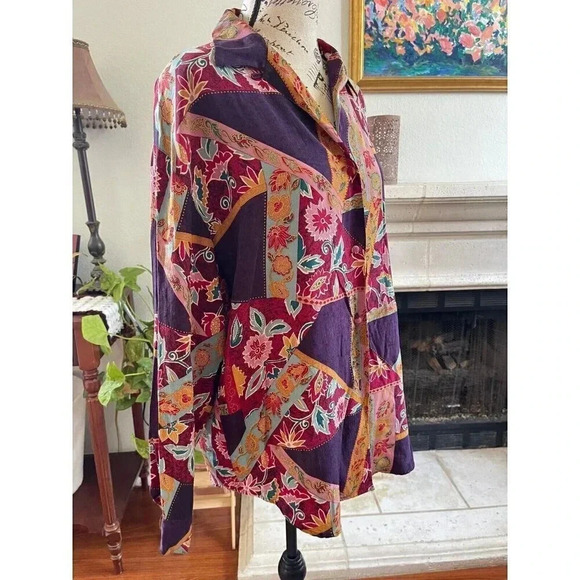 Vtg Casual Corner Women's Button‎ Down M Multicolor 100% Silk Long Sleeve - Picture 1 of 8